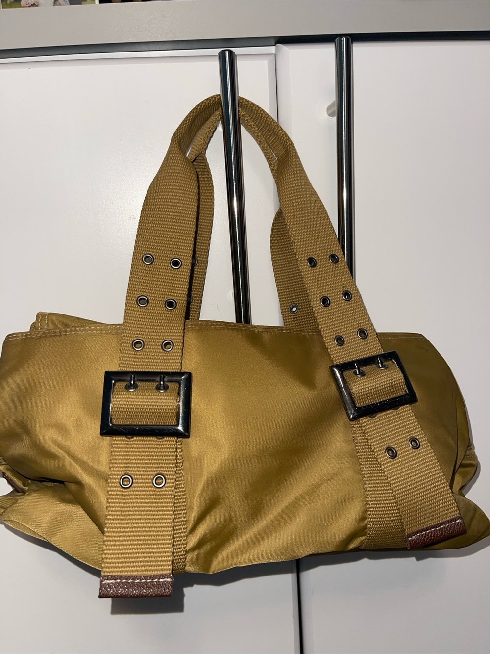 Mustard Yellow Nylon Shoulder Bag